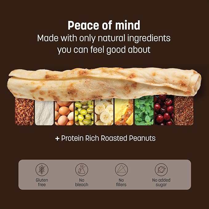 Earth Animal No Hide Chews - Long Lasting Rawhide Free Small Dog Chews Rolls, Peanut Butter - 6 Count