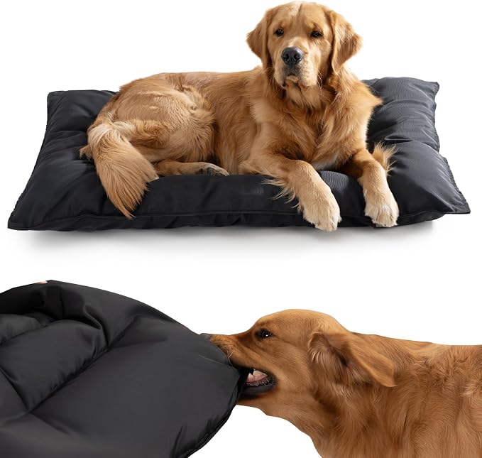 Chew Proof Indestructible Dog Bed - Durable Dog Bed for Aggressive Chewers, Machine Washable & Waterproof Indoor Outdoor Crate Pad, Tough Kennel Pad for Large Dogs (X-Large (28"x47"))