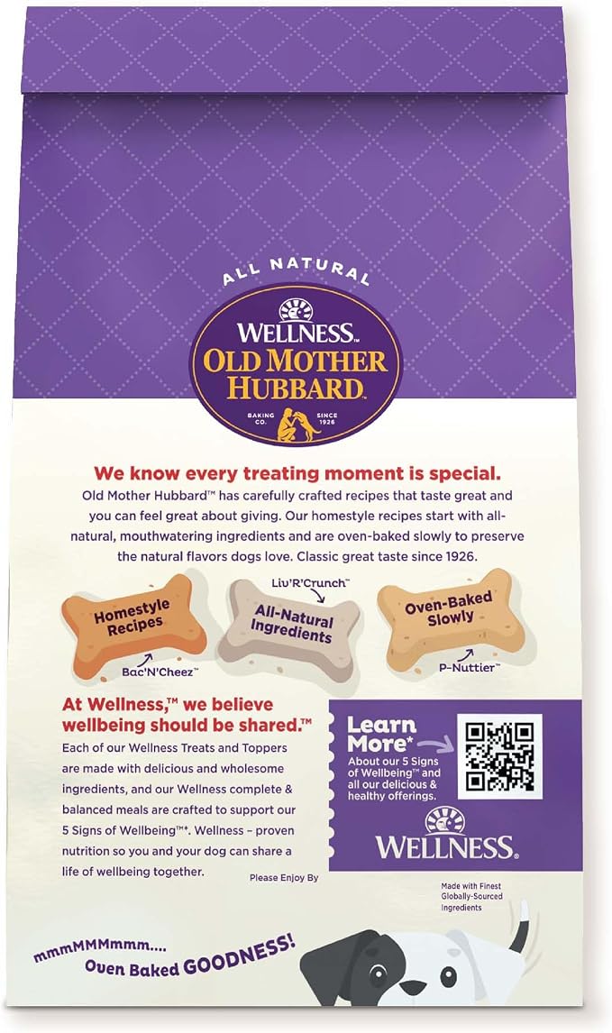 Old Mother Hubbard Wellness Classic Savory Mix Dog Biscuits, Natural Training Treats, 3 Flavors, Mini Size, 20 oz Bag (Pack of 2)