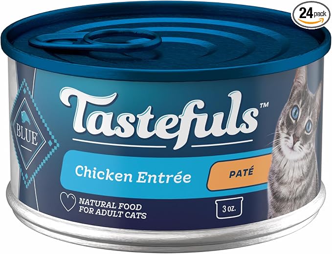 Blue Buffalo Tastefuls Chicken Paté Wet Cat Food for Adult Cats, Real Chicken First, Made with Natural Ingredients Enhanced with Vitamins, Minerals & Other Nutrients, 3-oz. Cans (24 Count)