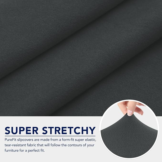 PureFit 100% Dual Waterproof Couch Cover Slipcovers for Couches and Sofas - Stretch Non Slip Fleece Sofa Covers Washable, Leakproof Furniture Protector for Kids, Pets, Dog (Chair, Dark Gray)