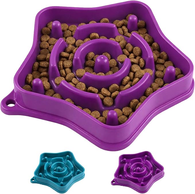 Small Slow Feeder Dog Bowl for Puppies & Small Dogs, 1 Cup (350 ml) Maze Puzzle Food Bowl, Helps Slow Eating & Aid Digestion, Anti-Choking, Non-Slip, BPA-Free, Dishwasher Safe (Purple)