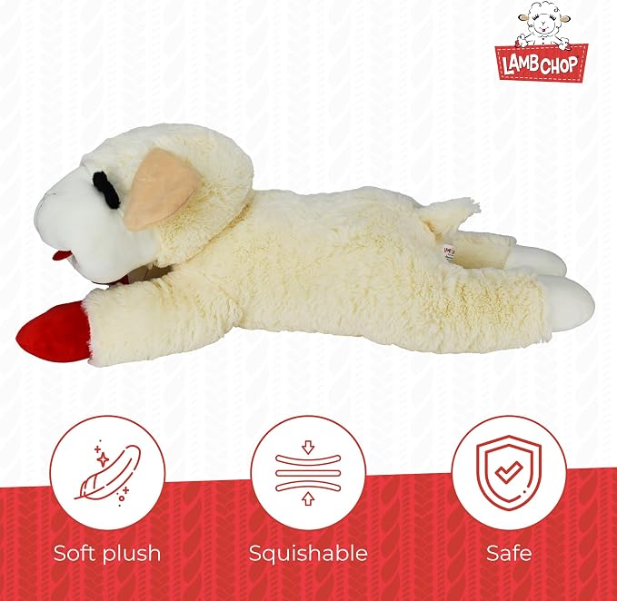 Multipet Lamb Chop Dog Plush Toy - Squeaky Toy for All Dogs - Extra Soft Plush - Stuffed Animal for Cuddling & Playing - Jumbo (24", Cream)
