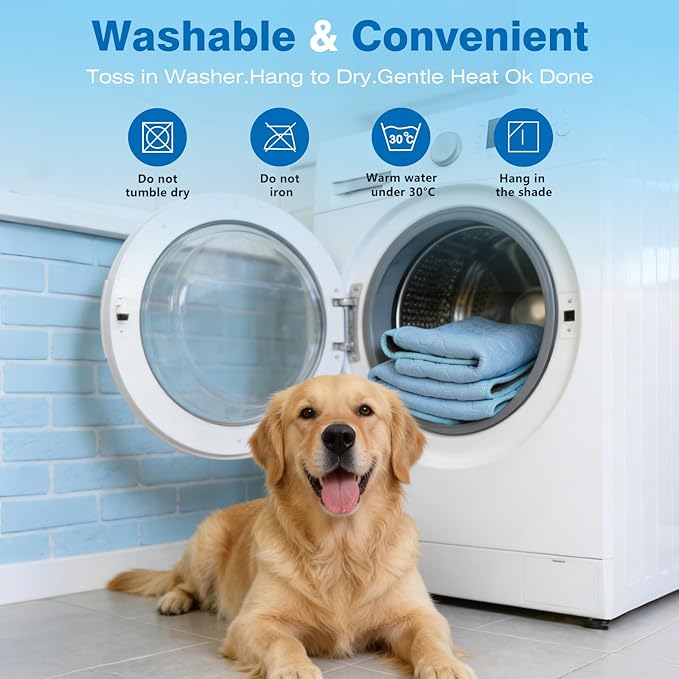 Dog Cooling Mat, Q-Max>0.5 Ice Silk Cooling Pad for Dogs Non-Slip & Foldable, No Electricity or Water Required - Portable Pet Mat for Crate, Car, Travel,Sofa,Floor (3 Sizes)