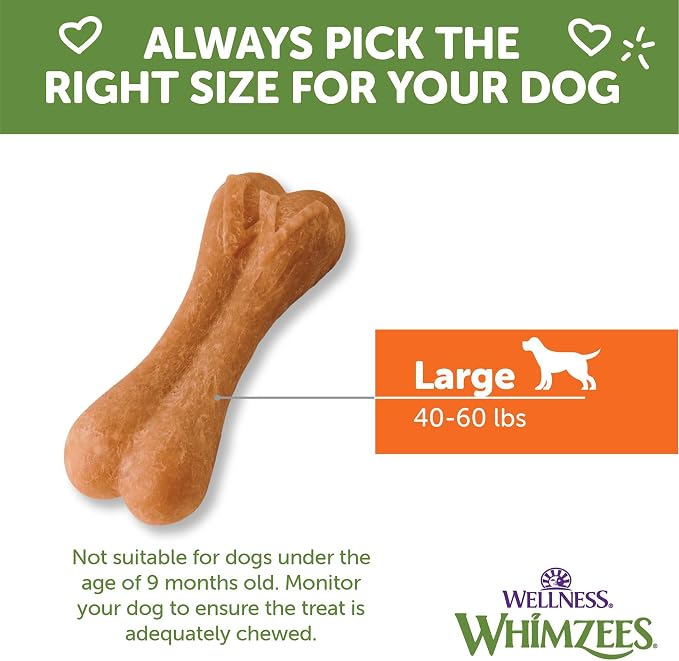 Whimzees Wellness Ricebone Dog Dental Treats, Large Size, (9 Count)