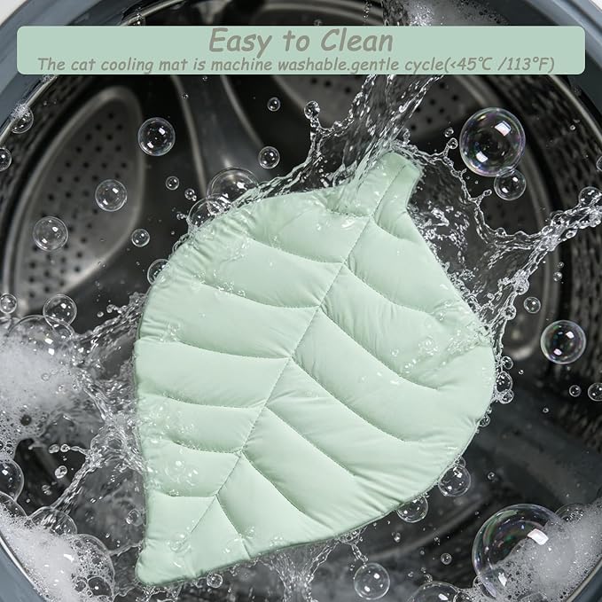 Cat Cooling Mat Cat Leaf Bed Mat Comfortable Soft Fabric Breathable Cozy for All Seasons 26.5"x20.5" Ideal for Cats Small Pets