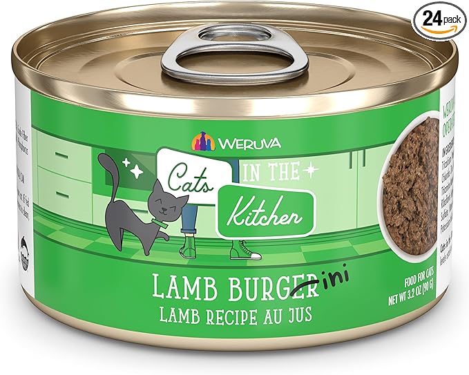Weruva Cats in The Kitchen, Lamb Burger-ini with Lamb Au Jus Cat Food, 3.2oz Can (Pack of 24)