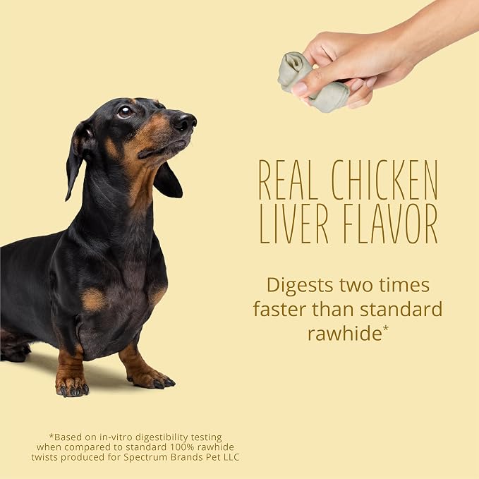 Better Belly Chicken Liver Rawhide Small Dog Bones, 10-Count