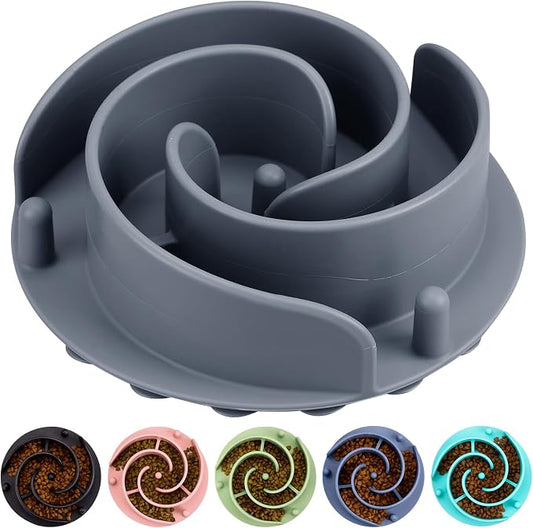 Slow Feeder Dog Bowls Insert, Bestalk Soft Silicone Slow Eating Feeder Insert with Suction Cups for Small, Medium and Large Dogs, Fit into Basic and Elevated Dog Bowls, Grey