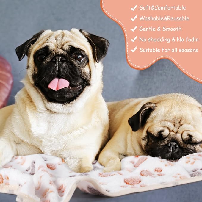 Chumia 40 Pcs Dog Blankets Soft Fluffy Fleece Washable Puppy Sleep Blankets Small Mat for Pets Throw Warm Bed Mat for Dog Puppy Cat (Brown,White,Black,Blue,Paw)