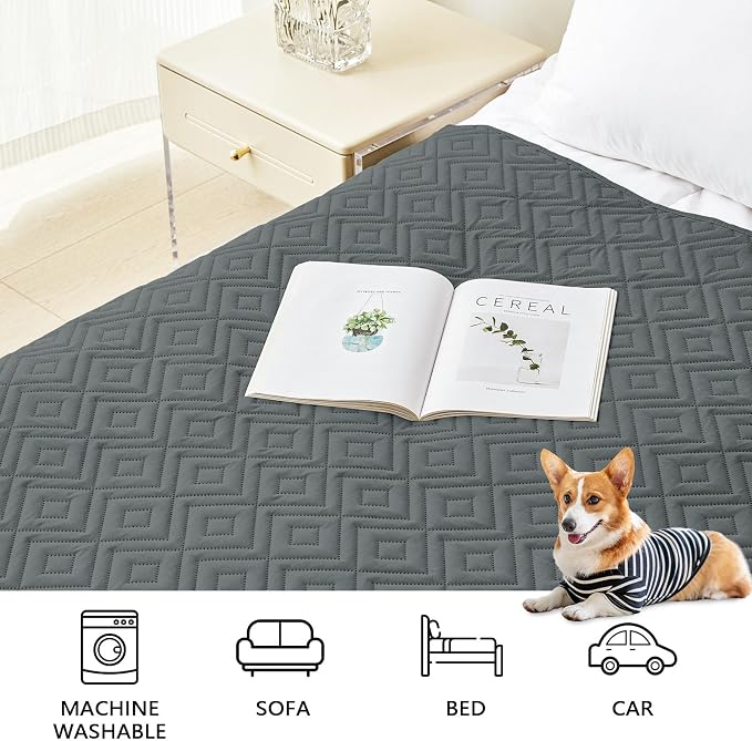 hyha Waterproof Dog Blanket, Soft Dog Bed Cover Pet Blankets, Waterproof Sofa Couch Cover for Dogs Washable, Reversible Pet Couch Covers for Sofa Furniture (52x82 Inch, Dark Grey/Dark Grey)