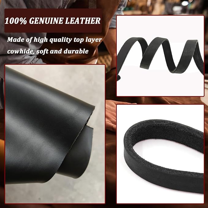 LWBMG Leather Dog Leash - 6ft x 3/4 inch Heavy Duty, Braided, Comfortable for Large, Medium & Small Dogs - Black
