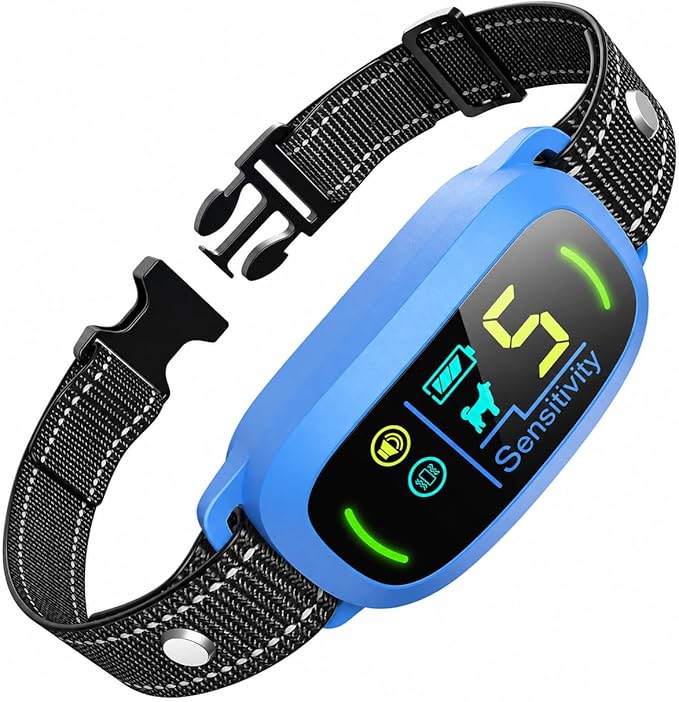 FAFAFROG Dog Bark Collar, Rechargeable Smart Collar, Anti Barking Training Collar with 5 Adjustable Sensitivity Beep Vibration, Bark Collar for Large Medium Small Dogs (Blue)