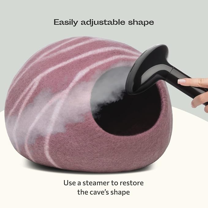 MEOWFIA Cat Cave – Premium Felt Cat Enclosure for Indoor Cats, Handmade Merino Wool (Rose Gold, Medium)