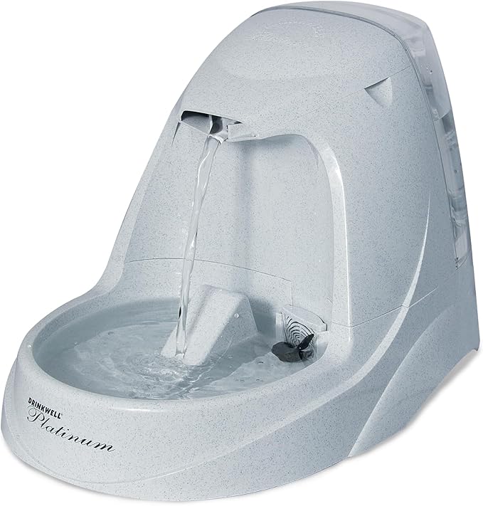 PetSafe Drinkwell Platinum Cat Water Fountain - Pet Fountain for All Pet Sizes, Encourages More Drinking, Includes Replaceable Carbon Filter, Indoor Use, Grey (168 oz/5L)