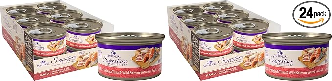Wellness CORE Signature Selects Flaked Adult Wet Cat Food,Natural,Protein-Rich,Grain Free,2.8 Ounce (Skipjack Tuna & Wild Salmon),(Pack of 24)