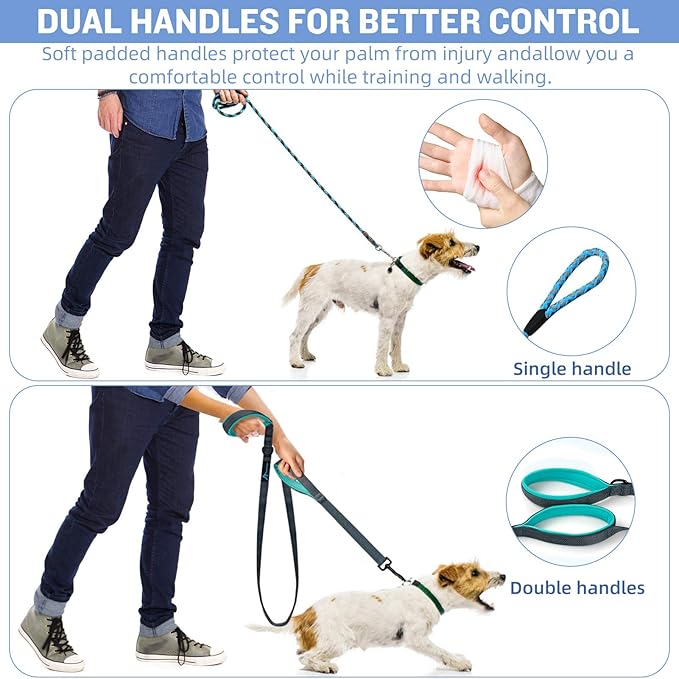 Dog Leash for Large Medium Dogs 6Ft x 1" Reflective Stitching Large Leash with 2 Traffic Padded Handles Dog Lead Rope Pet Leash for Running Walking Training (Purple 1 Pack)