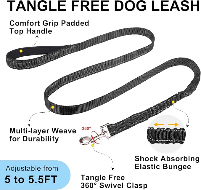 BEAUTYZOO Dog Harness for Large Dogs, No Pull Dog Harness and Leash Set, Soft Escape Proof Puppy Vest Harness with Handle, Reflective Lightweight Step in Harness for Girl Boy Dogs, Black L