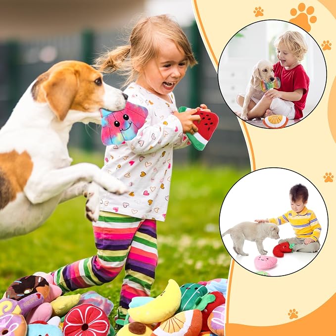 Hungdao 80 Pcs Dog Squeaky Toys Bulk for Small Dog Cute Plush Stuffed Puppy Chew Teething Toys Pet Bundle Easter Gift for Chewing Cleaning & Interactive Play(Rope Style)