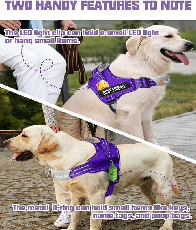 AUROTH Dog Harness and Leash Set, Soft Padded Service Dog Vest with 5.25FT Dog Leash, No Choke, Easy On Pet Vest, Adjustable Reflective No Pull Pet Vest Medium Sized Dog, Easy Walking and Training