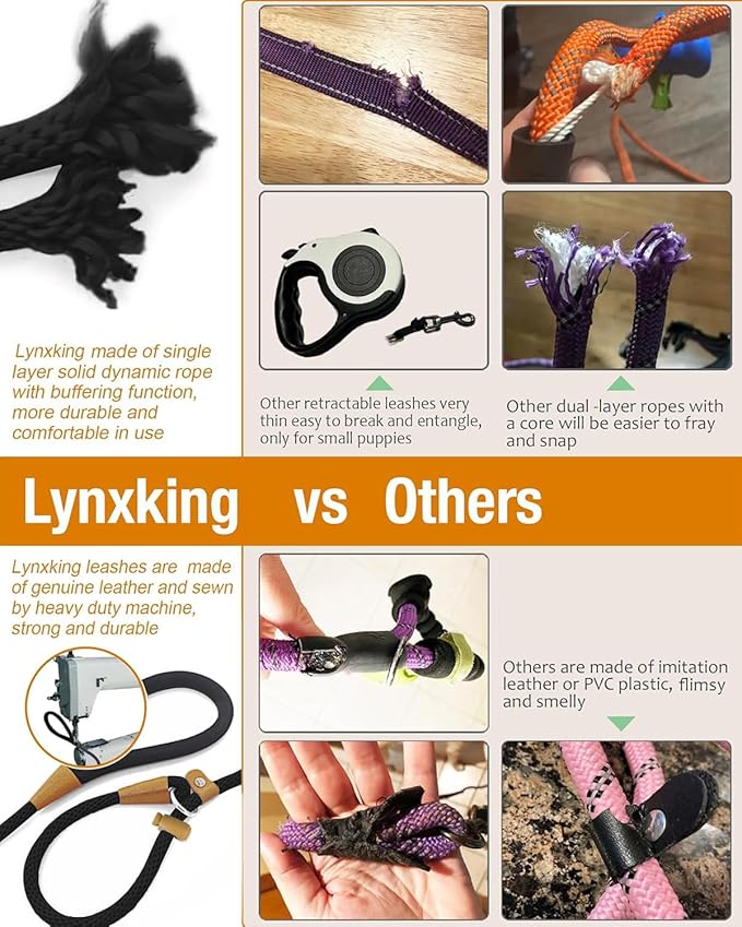 lynxking Slip Lead Dog Leash, 6 FT x 1/2" Heavy Duty Dog Loop Leashes, Comfortable Strong Rope Slip Leash for Dogs