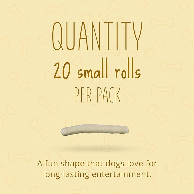 Better Belly Originals Natural Chicken Liver Flavor Small Rolls 20 Count, Highly Digestible Rawhide