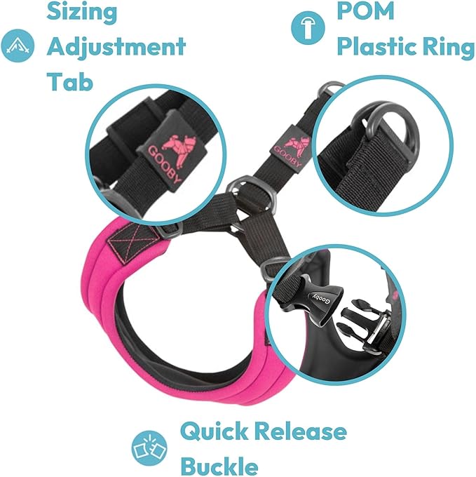 Gooby Escape Free Sport Harness - Turquoise, Large - No Choke Step-in Patented Neoprene Small Dog Harness, Four-Point Adjustment - Perfect on The Go Dog Harness for Medium Dogs No Pull and Small Dogs