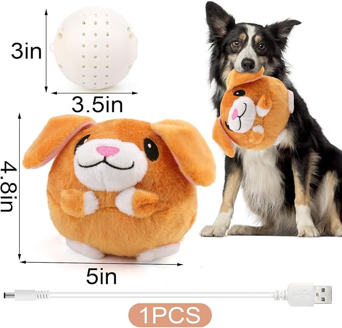 BABORUI Interactive Dog Toys Puppy, Jumping Squeaky Dog Toys with Recording and Music Modes, Rechargeable Moving Dog Chew Toys for Small/Medium/Large Dogs to Keep Them Busy(Puppy)