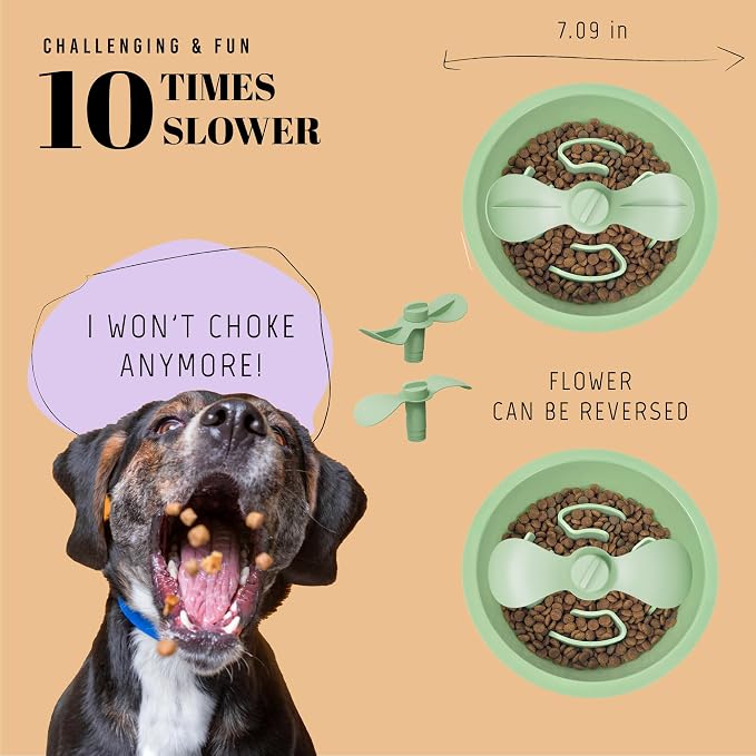 AVERYDAY Slow Feeder Dog Bowls for Medium Breed, 1.5 Cups Engagement Food Puzzle Bowl with Spinning Slow Feeder Insert, Non-Slip Base, Fits for Raised Stand, Hard Maze Design for Medium and Small Dogs