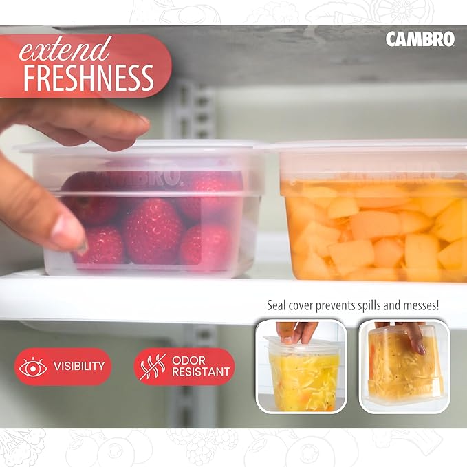 Cambro Food Storage Containers with Lids - Translucent (Microwave Safe and BPA-Free) - 16 and 32 oz (ounce) Food Storage Container - (20 Piece Set)