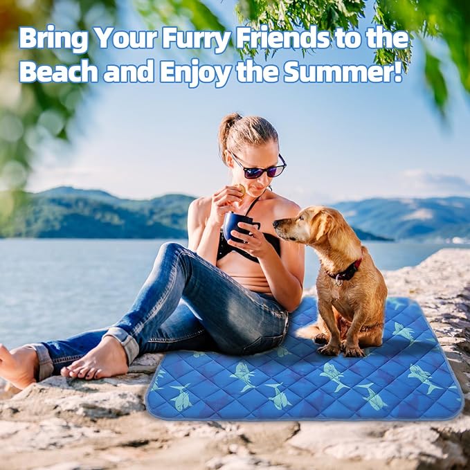 Homimp Dog Cooling Mat,15.5" x 19.5"Thicken Self-Cooling Mat for Dog&Cat,Internal Waterproof& Endothermic,Washable Pet Ice Cool Pad Blanket,Pet Sleeping Pad for Indoor Outdoor in Summer, Non-Toxic