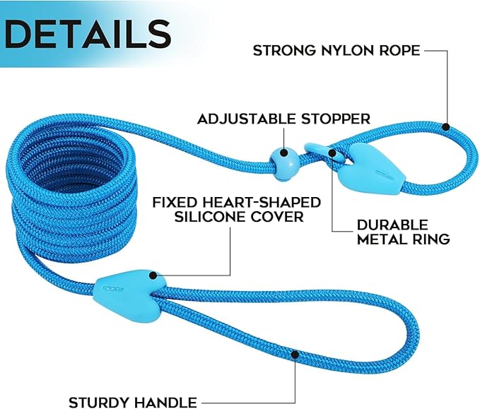 Slip Lead No Pull Dog Leash Slip Leads for Dogs Puppy Leash 5FT Slip Leash for Dogs Dog Lead with 6 Colors Strong Nylon Dog Training Leash Dog Leash (Blue)