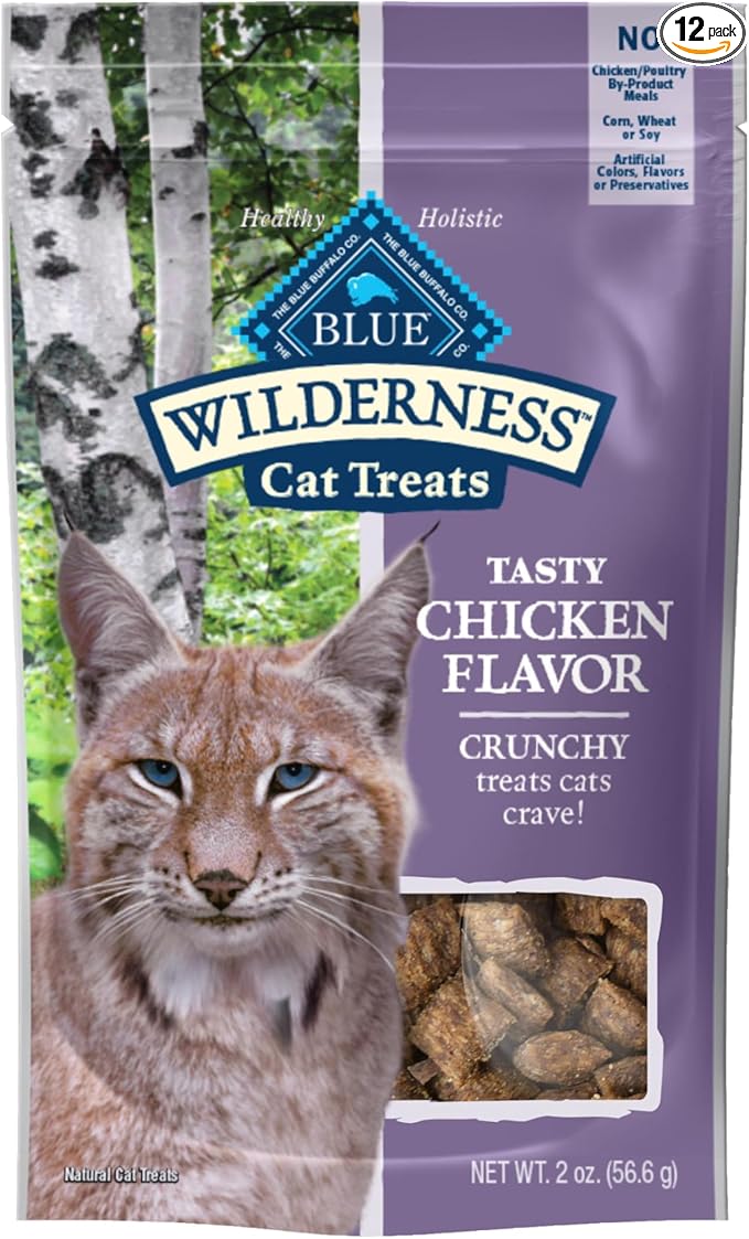 Blue Buffalo Wilderness High Protein Crunchy Cat Treats, Made with Natural Ingredients, Tasty Chicken, 2-oz Bag (Pack of 12)