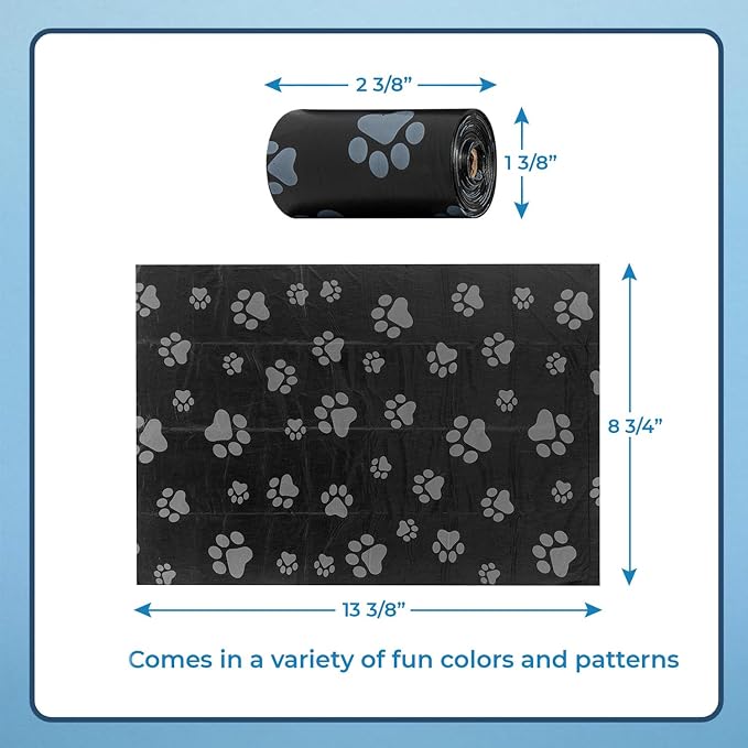 Best Pet Supplies Dog Poop Bags for Waste Refuse Cleanup, Doggy Roll Replacements for Outdoor Puppy Walking and Travel, Leak Proof and Tear Resistant, Thick Plastic - Black, 150 Bags (Pack of 2)