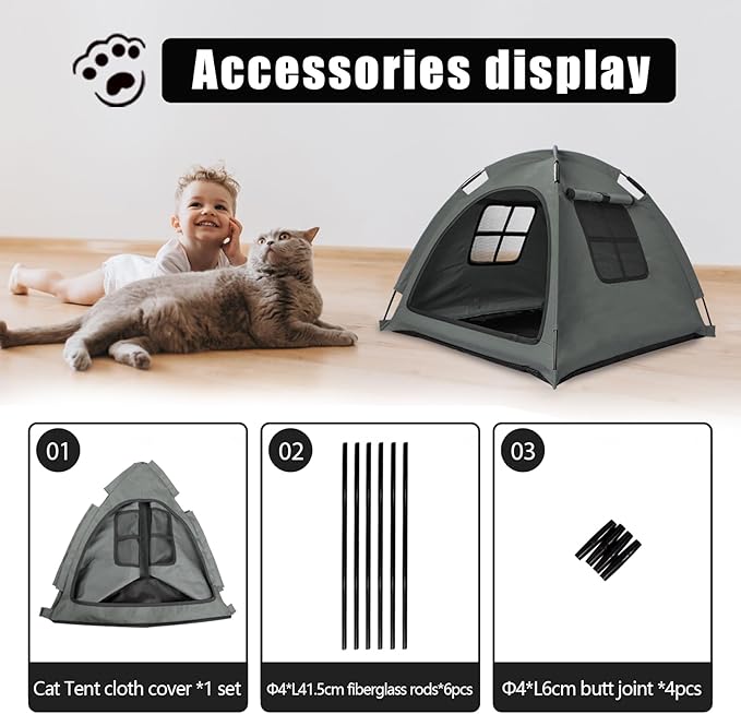 Anti-Anxiety Open Pet Tent for Cats & Dogs, Calming Hideaway | Soothing den, ventilated mesh, ripstop oxford, tip-proof. No-tools, washable cover. Indoor & outdoor. Up to 35lb. 5 colors