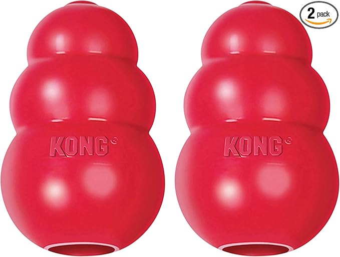 KONG Classic Stuffable Dog Toy - Fetch & Chew Toy for Dogs - Treat-Filling Capabilities & Erratic Bounce for Extended Play Time - Durable Natural Rubber Material - for Small Dogs (Pack of 2)