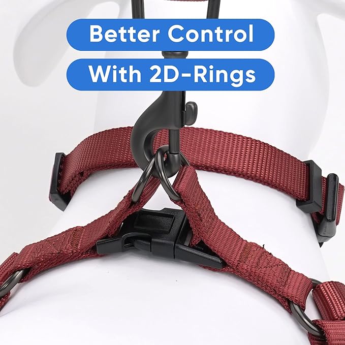Pawtitas Solid Step-in Dog Harness – Adjustable No-Pull Vest for Puppies to Seniors, Safe & Comfortable M Marsala