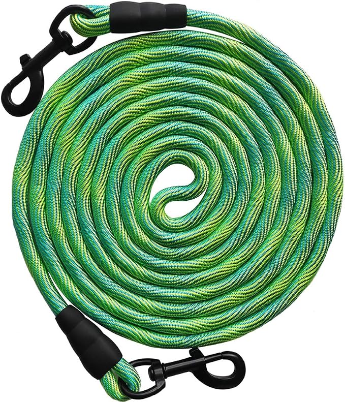 BTINESFUL 8ft Dog Tie-Out Long Tether Rope Leash, 12ft 20ft 30ft 50ft 75ft Dog Lead for Yard- Large Medium Dogs Outdoor Training, Playing, Camping, Backyard (Green, 8 Foot)
