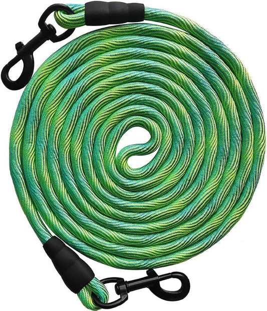 BTINESFUL 8ft Dog Tie-Out Long Tether Rope Leash, 12ft 20ft 30ft 50ft 75ft Dog Lead for Yard- Large Medium Dogs Outdoor Training, Playing, Camping, Backyard (Green, 8 Foot)