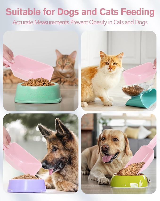 2 Cup Dog Food Scoop(2 Pack), Plastic Pet Food Scoop with Measuring Lines for Accurate Pet Food Portions,Dishwasher Safe (Pink)