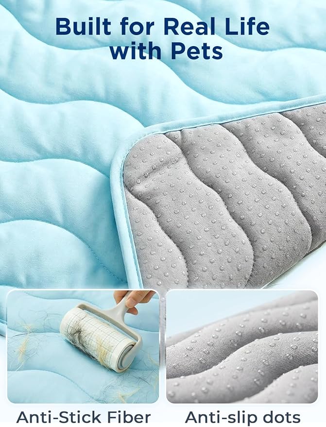 Dog Cooling Mat for Medium Dogs, 35"x24" Breathable Pet Cooling Mat for Dogs & Cats, QMAX>0.5 Portable Washable Cooling Crate Mat for Dog Bed, Thickened Cool Fiber Indoor/Outdoor Summer,Blue