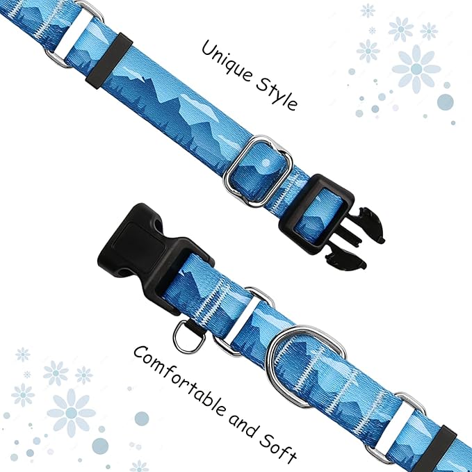 Martingale Collar for Dogs with Buckle Dog Collar Adjustable Soft Nylon Boy Dog Collars for Small Dogs, Blue Sunset