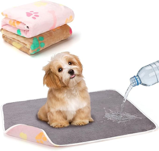 YUEPET Waterproof Dog Blankets, 2 Pack Washable Dog Blankets for Bed Couch Sofa Protector Fleece Flannel Puppy Blanket Soft Plush Reversible Throw Blanket for Small Dogs Cats 23"×16"(Pink+Brown)