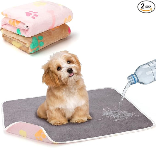 YUEPET Waterproof Dog Blankets, 2 Pack Washable Dog Blankets for Bed Couch Sofa Protector Fleece Flannel Puppy Blanket Soft Plush Reversible Throw Blanket for Medium Dogs Cats 30"×20"(Pink+Brown)