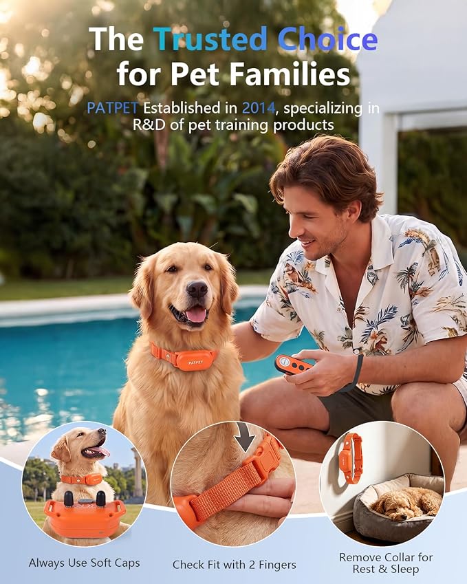 PATPET Shock Collar for Dogs - 4000FT Dog Training Collar with Remote, IPX7 Waterproof 4 Modes(Beep/Vibration/Shock/Safe) Dog Shock Collar, Rechargeable for Small Large Dogs (8-120Lbs) (Orange)