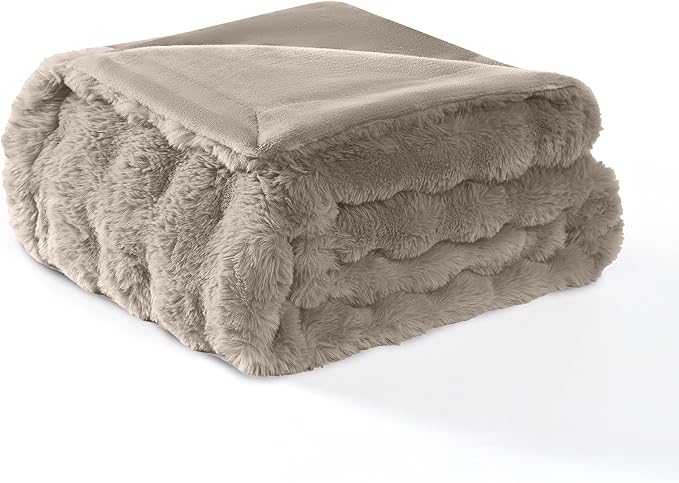 Modern Threads Water-Resistant Faux Rabbit Fur Pet Blanket for Dogs & Cats – Ultra-Soft Couch, Bed & Crate Protector, 50x60 Brown