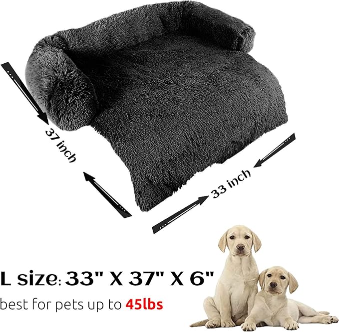 HACHIKITTY Dog Sofa Bed Mat Cover Soft Plush, Couch Cover for Dogs Dog Mat for Furniture Protector Pet Sofa Mat for Dogs, Dog Furniture Bed Sofa Cushion Washable Dogs Bed Mats (Large, Black)
