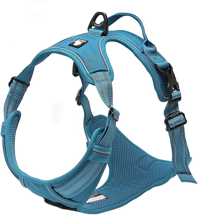 TRUE LOVE Adjustable No-Pull Dog Harness Reflective Pup Vest Harnesses Comfortable Control Brilliant Colors TLH5651(Blue,L)