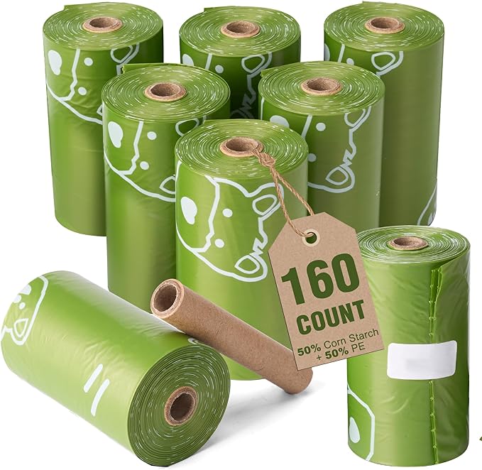 IUI Dog Poop Bags 160 Count, Lavender Scented Dog Waste Bags, 13"x9" Thick Leak-Proof Heavy Duty Pet Waste Bags for All Dogs, 8 Refill Rolls (Green)
