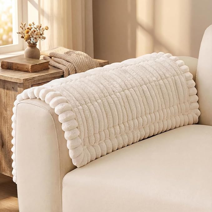 decorUhome Couch Cover for Dogs, Non-Slip Fuzzy Pet Sofa Cover for Seat, Backrest & Armrest, Soft Washable Pet-Friendly Sofa Protector, White, 27.6" x 27.6"